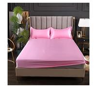 Ice Silk Bed Sheet Satin Sheets Fitted Sheet Solid Color Rayon Mattress Cover Elastic Band Bed Sheet King 200x200 200x220 No Pillowcase Beddings(04,90x200x25cm)