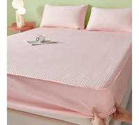 Ice Silk Cooling Bed Sheet, Deep Pocket Ultra Soft Fitted Bed Cover, Cooling Fitted Sheet for Summer Hot Sleepers & Cool Rest, Breathable Bedding (90x200cm,Pink)