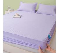 Ice Silk Cooling Bed Sheet, Deep Pocket Ultra Soft Fitted Bed Cover, Cooling Fitted Sheet for Summer Hot Sleepers & Cool Rest, Breathable Bedding (200x220cm,Purple)