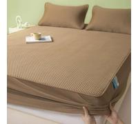 Ice Silk Cooling Bed Sheet, Deep Pocket Ultra Soft Fitted Bed Cover, Cooling Fitted Sheet for Summer Hot Sleepers & Cool Rest, Breathable Bedding (150x200cm,Coffee)