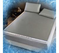 ZXLVCU Ice Silk Cooling Mat with Pillowcase for Adult, Cushion Comfortable Cool Mat for Human, Cooling Bed Cover for Summer, No Leg Hair Caught (200 * 220cm,Grey)