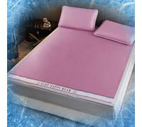 Ice Silk Cooling Mat with Pillowcase for Adult, Cushion Comfortable Cool Mat for Human, Cooling Bed Cover for Summer, No Leg Hair Caught (120 * 200cm,Pink)