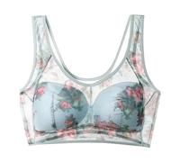 Ice Silk Lace Bra for Women,Cooling Comfort Strenght Breathable Soft Everyday Bras Don't Run Cup Full High Support Plus Size Sexy Underwire Bra Seamless Wireless Push up Bras Light Blue