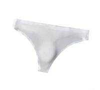 Ice Silk Men's G-String Thong Featuring Seamless Construction Breathable Fabric and Low-Rise T-Back Silhouette (L White)