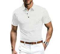 Ice Silk Men's Short Sleeve T-Shirt with Lapel and Turn Down Collar Lightweight Quick Dry Breathable Casual Summer Top (XL White)