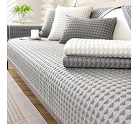 Ice Silk Settee Cover Sofa Cover Couch Cover Non-Slip Scratch Proof - Cooling Machine Washable Slipcover for 1 2 3 4 Seater L Shape Corner Sectional(Grey,110 * 110cm)