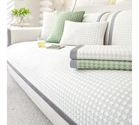 Ice Silk Settee Cover Sofa Cover Couch Cover Non-Slip Scratch Proof - Cooling Machine Washable Slipcover for 1 2 3 4 Seater L Shape Corner Sectional(White,110 * 160cm)