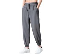 Ice Silk Trousers Men, Quick-Drying Trouser With Drawstring Straight Leg Leisure Jogger Pants Leightweight Breathable Tracksuit Bottom Elastic High Waist Loose Sweatpants Comfort Casual Jogging Pant
