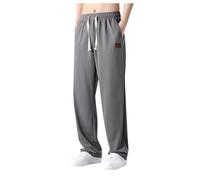 Ice Silk Trousers Men's Suit Trousers Sweatpants Outdoor Ice Silk Men's Trousers Relaxing Trousers Baggy Casual Trousers Straight Fit Casual Sports Trousers Jogging Bottoms Elastic Waist Long Sweat