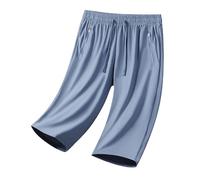 Ice Silk Trousers Women, Capri Trousers For Women, High Waisted Breathable Shortpant, Lightweight Quick-Dry Athletic Shorts With Zip Pockets Loose Summer Pants Knee Length Lounge Pants 3/4 Length