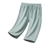 Ice Silk Trousers Women, Capri Trousers For Women, High Waisted Breathable Shortpant, Lightweight Quick-Dry Athletic Shorts With Zip Pockets Loose Summer Pants Knee Length Lounge Pants 3/4 Length