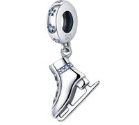 Ice Skate Dangle Charm 925 Silver Compatible with Pandora Charms, Trollbeads, Chamilia, Biagi and Many Other UK Charm Bracelets.