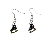 Ice Skates Earrings Miniblings Skating Hockey Enamelled Black