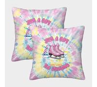 Ice Skates Girl-Vibrant Tie Dye Design Pillow Covers 2 Pack Cozy Pillowcase Art Cushion Cover with Invisible Zipper Decorative for Sofa Living Room Bed Home 50x50cm