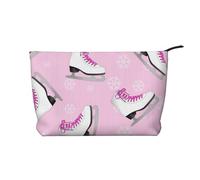 Ice Skating and Snowflake, Cosmetic Bag Corduroy Makeup Bag Portable Travel Toiletry Bag