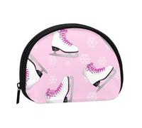 Ice Skating and Snowflake, Women's Storage Bag Shell Makeup Bag Small Coin Purse Shell Change Pouch