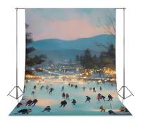 Ice Skating Christmas Lights Photo Backdrop Background Curtain for Photography Photographic Studio