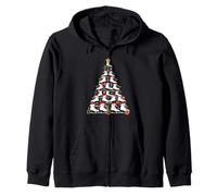 Ice Skating Christmas Tree Funny Figure Skater Winter Sports Zip Hoodie