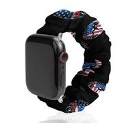 Ice Skating Dance USA Flag Scrunchie Watch Bands Soft Elastic Replacement Wristband Compatible with Apple Watch 42mm/44mm