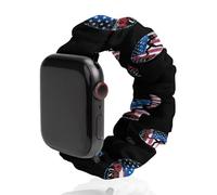 Ice Skating Dance USA Flag Scrunchie Watch Bands Soft Elastic Replacement Wristband Compatible with Apple Watch 38mm/40mm