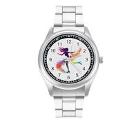 Ice Skating Figure Skater Girls Women Watches for Men Business Dress Watch Stainless Steel Band Wristwatch