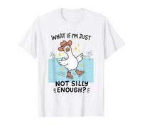 Ice Skating Goose Not Silly Enough Funny Value Graphic T-Shirt, Men, White, M