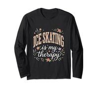 ICE Skating is My Therapy Floral Boho Long Sleeve T-Shirt