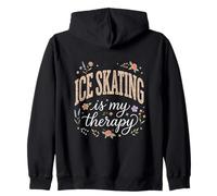 ICE SKATING Is My Therapy Floral Boho Zip Hoodie