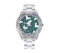 Ice Skating Skates Pattern Classic Wrist Watches for Men Casual Business Watch Stainless Steel Band for Boyfriend Father