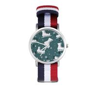 Ice Skating Skates Pattern Funny Wrist Watches for Men Women Casual Braided Strap Easy Reader for Work Workout