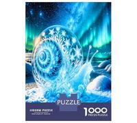 Ice Snail Aurora 1000 Pieces Premium Jigsaw Puzzle Frosty Arctic Classic Jigsaw Puzzle Thick Cardboard Impossible Hard Challenging Decompression Wall Decor Relaxation Creativity 38x26cm/1000pcs