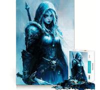 Ice Snow Frost Death Queen Knight Fantasy Jigsaw Puzzle 1000 Piece for Adults Focus Boost Real Thick Family Play Night Play (38x52cm)