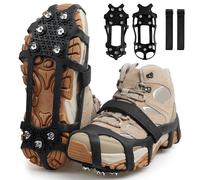 Ice Snow Grips,Crampons Ice Cleats for Winter Boots,Anti-Slip Ice Grips Walk Traction Device Stainless Steel Ice Cleats with 9 Studs Slip-on Stretch Footwear Fit for Hiking Fishing Walking(L)