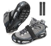 Ice Snow Grips for Shoes and Boots, Crampons Ice Cleats Non-Slip 24 Studs Ice Grippers Overshoe Rubber Snow Traction Cleats Slip-on Stretch Footwear for Walking Hiking Jogging