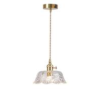 Ice Snowflake Chandelier Metal Brushed Brass Lamp with Clear Flower Glass Shade Adjustable Hanging Light for Living Room Island