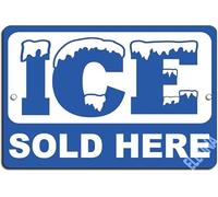 Ice Sold Here Sign Wall Decor Warning Plaque 8x12 Inch Aluminum, Tin Sign