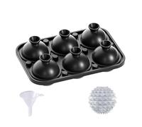 Ice Sphere Mould for Whiskey Crystal Ice Cubes Mold Flexible Ice Mould Easy-Release Ice Cube Trays with Lid 6x5Cm Perfect Etched Large Ice Ball Maker for Cocktails Bourbon Whiskey