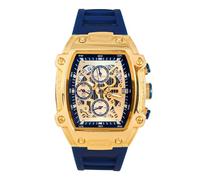 ICE STAR Men’s 41mm Skeleton Dial Watch - Tonneau Case with Date Display, Quartz Movement & Silicone Strap - Gift-Ready Timepiece, Blue, Mens-standard