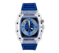 ICE STAR Men’s 44mm Transparent Sports Watch - Tonneau Dial with Oversized Numbers & Silicone Strap for Casual Streetwear Style, Silver Blue, Mens-standard