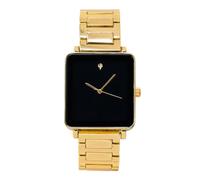 ICE STAR Mens 33mm Square Dial Watch - Luxury Quartz Timepiece with Metal Band Gift for Him, Gold Black