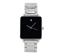 ICE STAR Mens 33mm Square Dial Watch - Luxury Quartz Timepiece with Metal Band Gift for Him, Silver Black