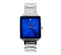 ICE STAR Mens 33mm Square Dial Watch - Luxury Quartz Timepiece with Metal Band Gift for Him, Silver Blue