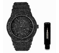 ICE STAR Men's Fully Iced Diamond Watch, 46mm Case, GUN-BLACK, mens-standard, Iced out