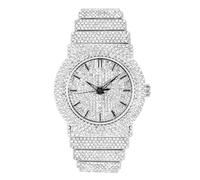 ICE STAR Women's Elegant 40mm Fully Iced Diamond Watch, Quartz Movement - Silver Dial, SILVER, womens-standard, Modern