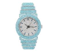 ICE STAR Women's Vibrant 40mm Fully Iced Diamond Watch, Quartz Movement, BLUE, womens-standard
