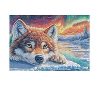 Ice Surface Grey Wolf 300 Piece Jigsaw Puzzle for All Ages Jigsaw Evening Relaxation Routine Vibrant Puzzle Stress Relief Home Decor 300 PCS