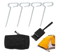 Ice Tent Pegs, Universal Metal Tent Pegs with Thread for Outdoors, Drill Tool for Winter - for Camping Survival Outdoors Hiking Picni