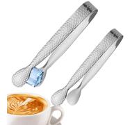 Ice Tongs - Stainless Steel Appetizer Grip Tool, 2 Piece Set, Bar Serving Clip | Lemon Jelly Marshmallow Handling for Home Bar Tea Coffee Restaurant Dessert Buffet Use Compact Hook Rack