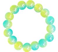 Ice transparent gradient bracelet 10mm 12mm dual color ice cracked bracelet student prayer beads(12mm Blue Yellow), 4in*4in, Liuli,glass, no gemstone