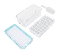 Ice Tray, 32 Cavity Ice Tray with Lid, Easy Release Ice Tray with Container Scoop and Press Plate for Freezer, 5.3 X 4.9 X 10.2in (Blue)